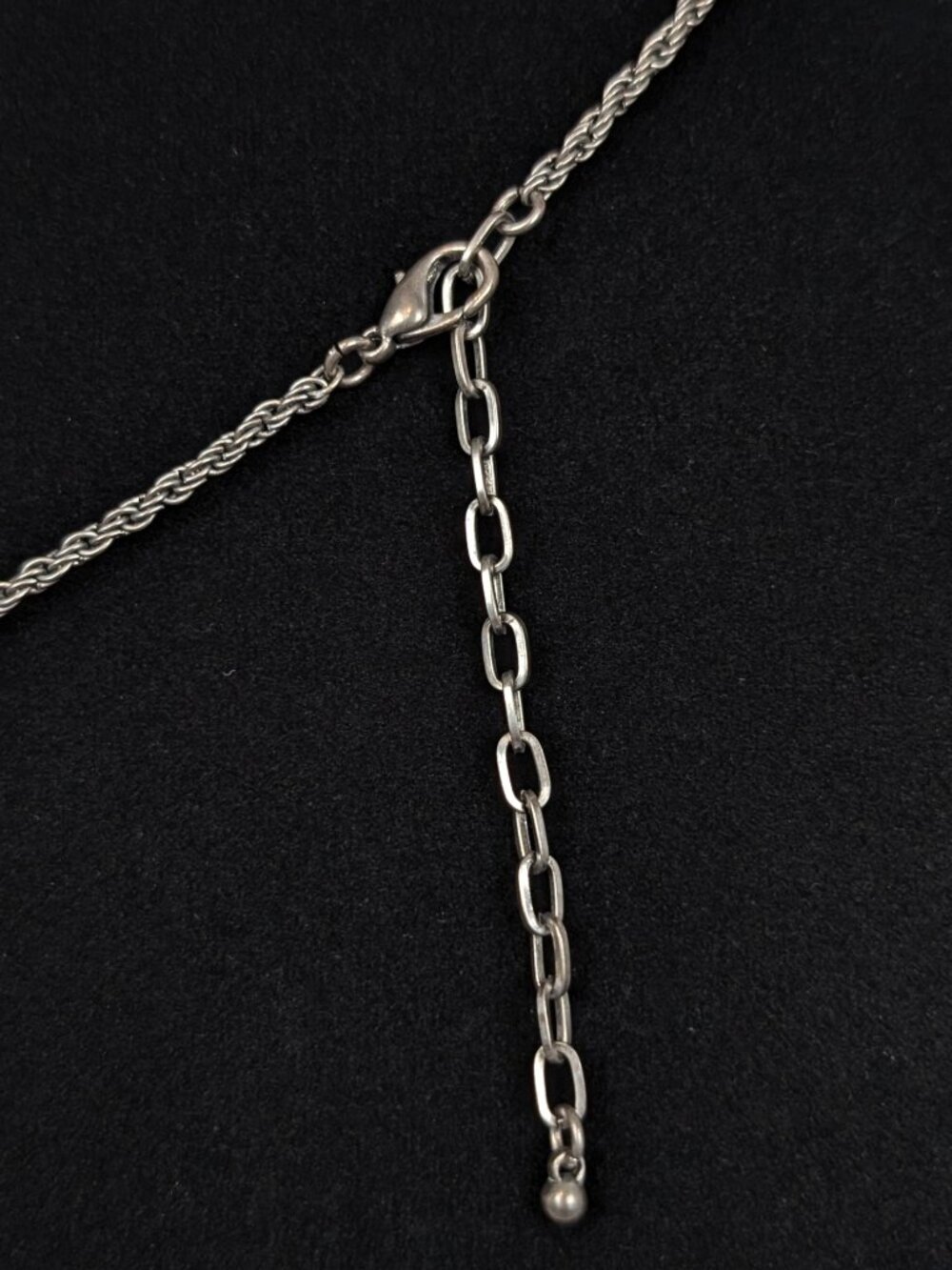 Modernist Abstract Abalone & Rhinestone Rope Chain Necklace - Picture 4 of 5